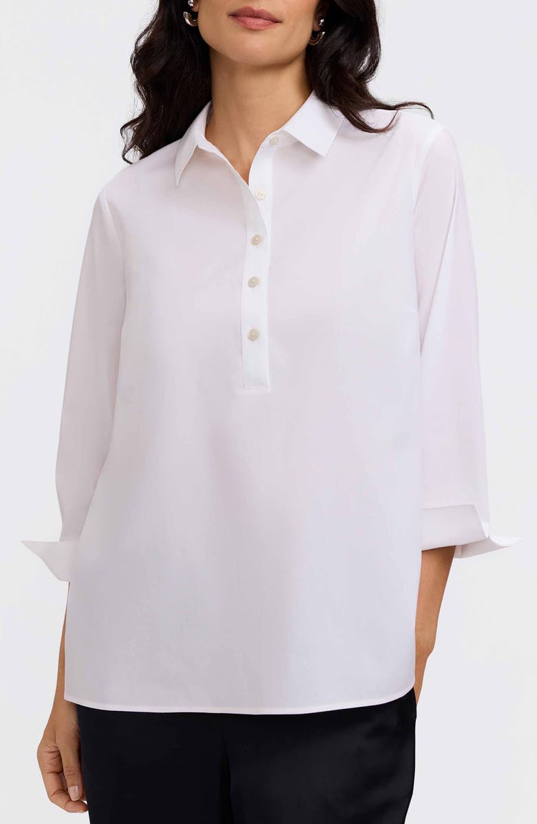 Foxcroft Therese Button Back Popover Shirt, Main, color, White