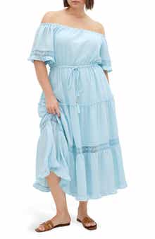 City Chic Angel Embroidery Detail Midi Dress