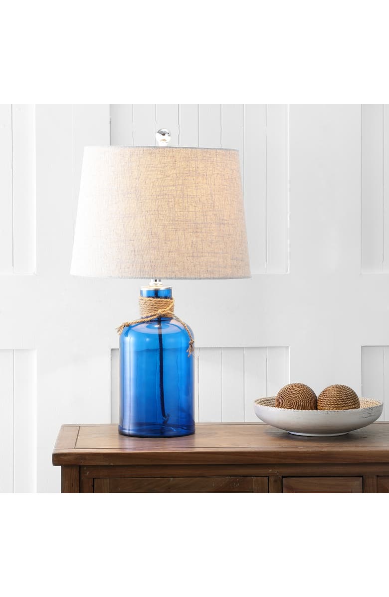 JONATHAN Y Azure Glass Bottle LED Table Lamp, Alternate, color,