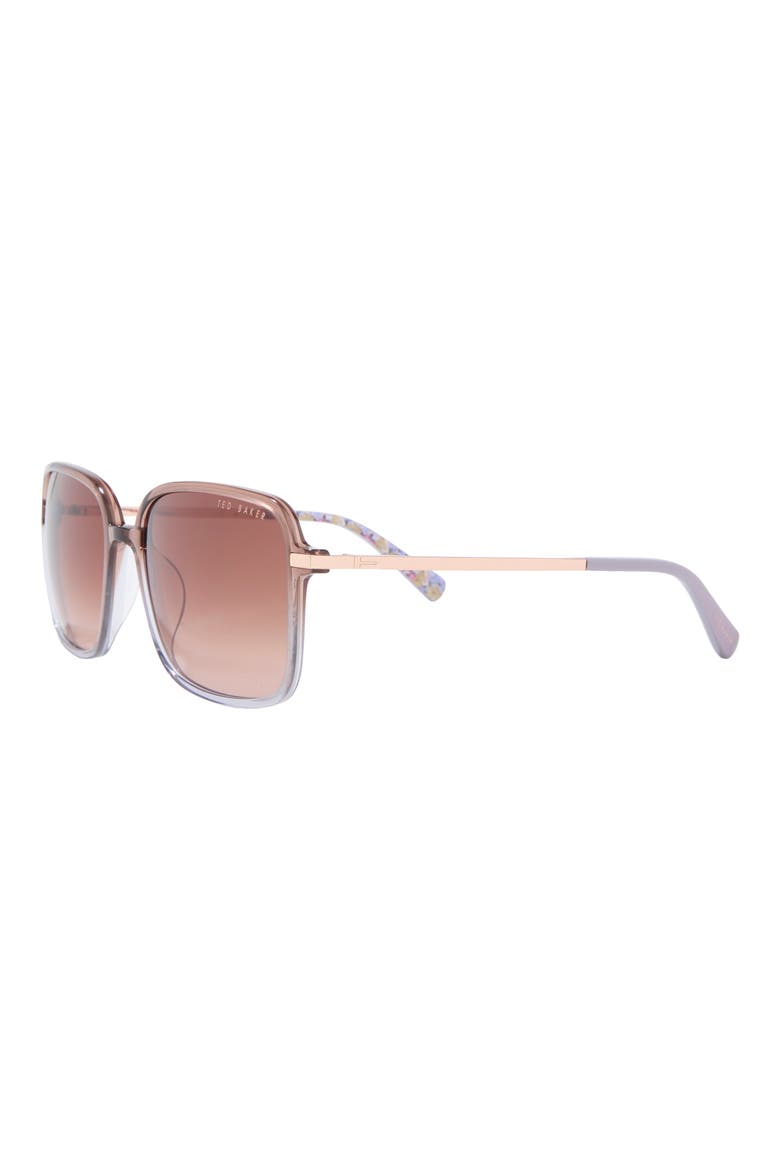 57mm Gradient Square Sunglasses, Alternate, color, BROWN