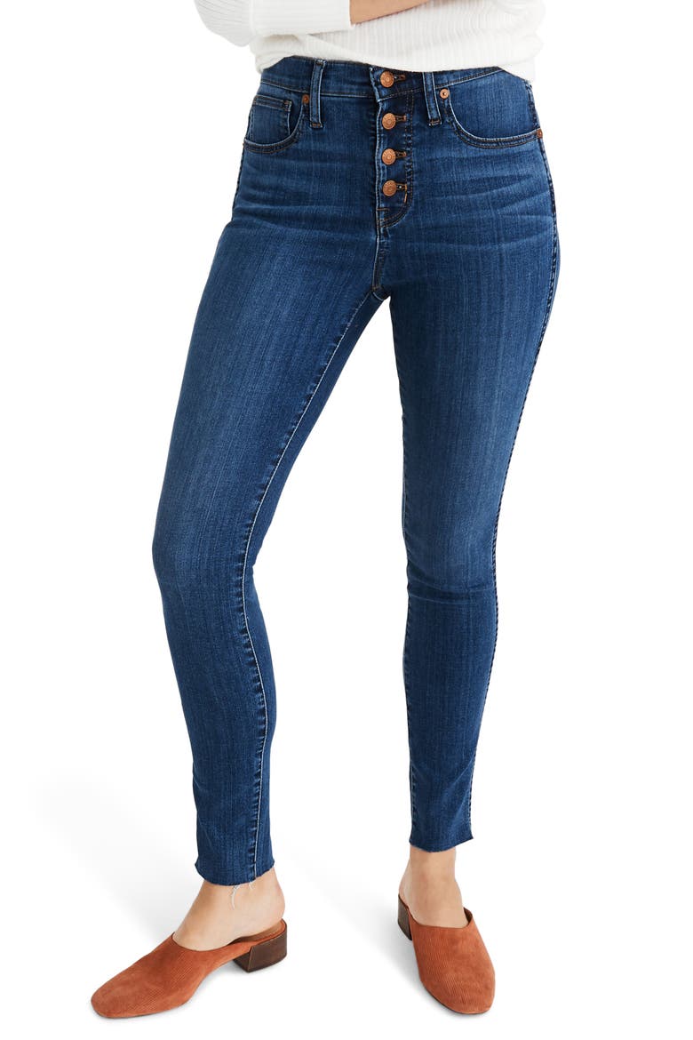 Button Front 10-Inch High Rise Skinny Jeans, Main, color, BRINVILLE WASH