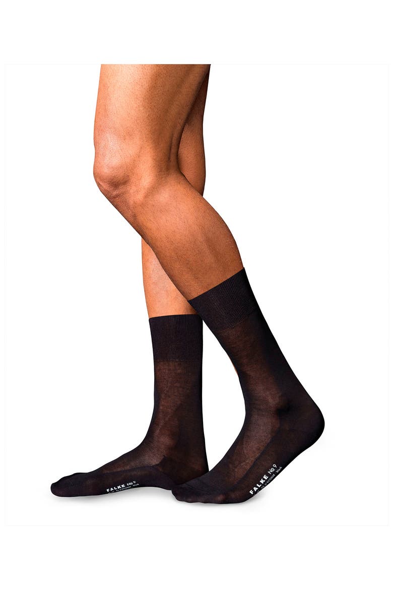 No. 9 Cotton Blend Socks, Main, color, BLACK