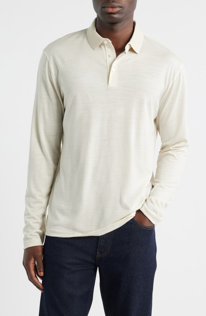BOSS Pado 110 Long Sleeve Wool Polo, Main, color, Open White