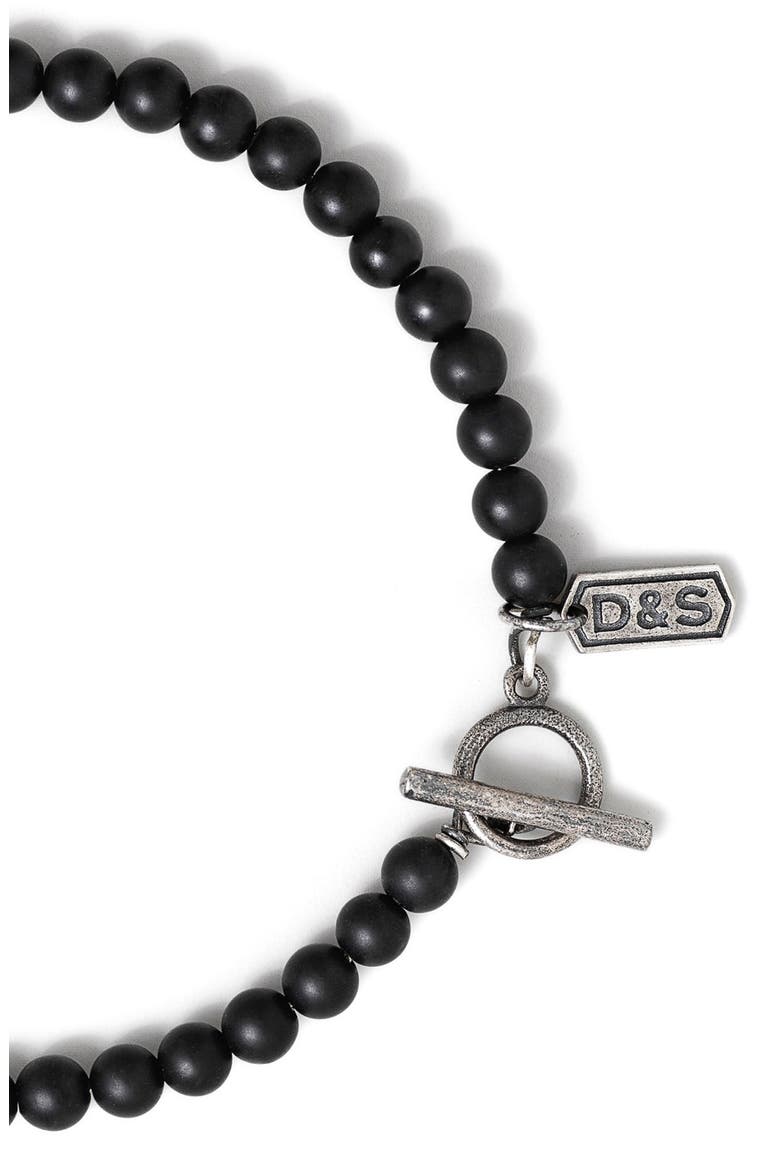 Men's Beaded Bracelet, Alternate, color, BLACK