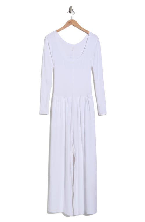 Free People Fp Movement Hot Shot Wide Leg Long Sleeve Jumpsuit In White