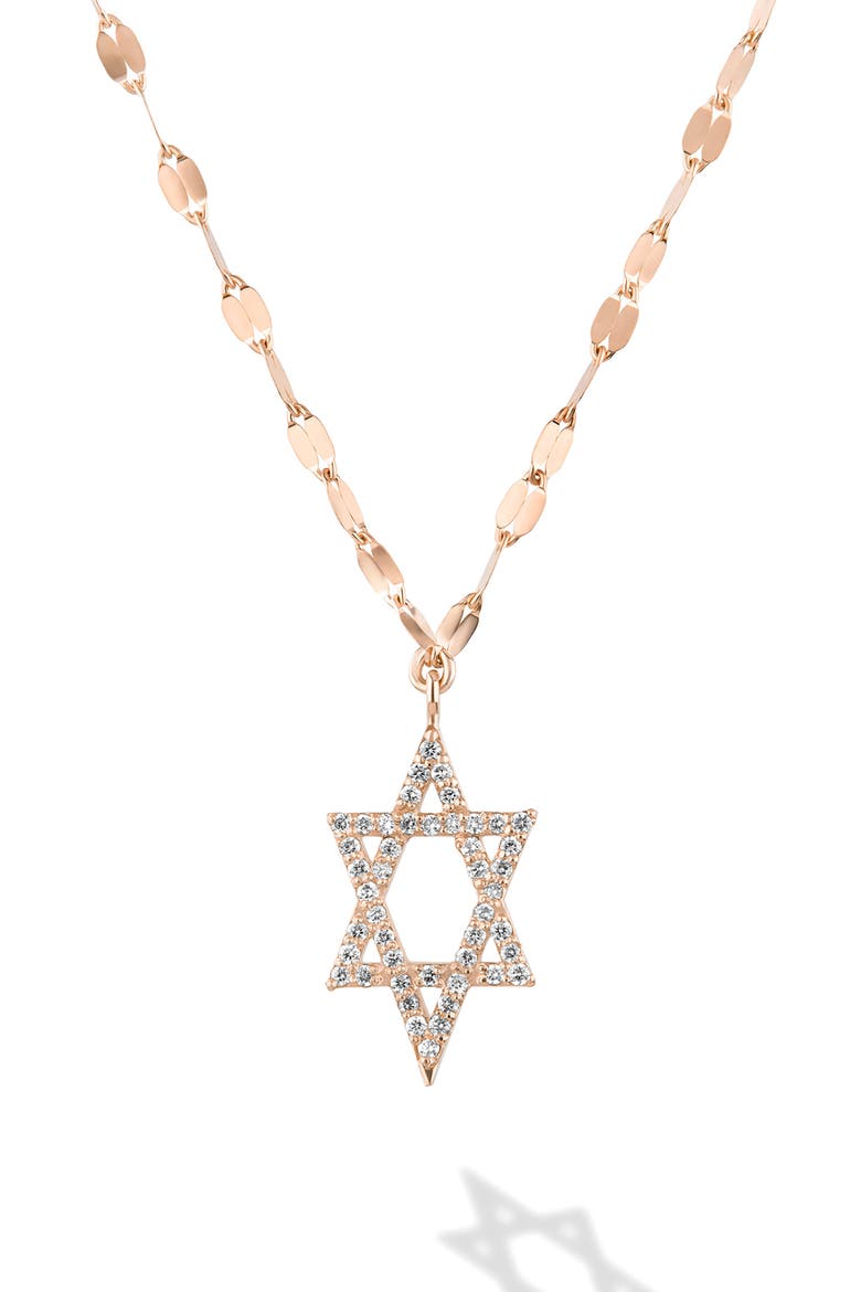 14K Gold Diamond Star of David Pendant Necklace, Main, color, ROSE GOLD