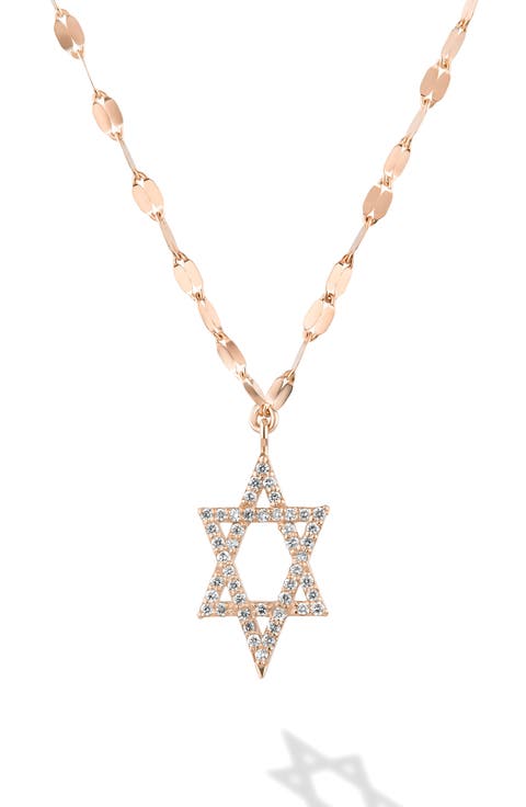 14K Gold Diamond Star of David Pendant Necklace