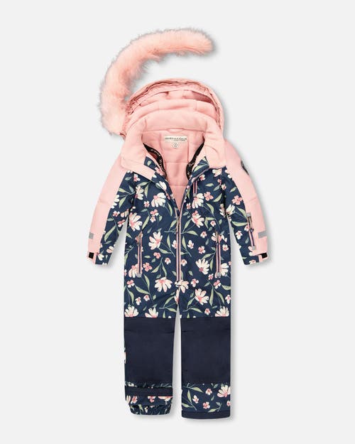 Deux Par Deux One-piece Play Snowsuit Flower In Pink