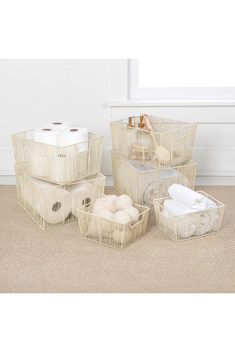 Sutton Modern Glam Handmade Wire Metal Nesting Storage Baskets, Alternate, color, Almond