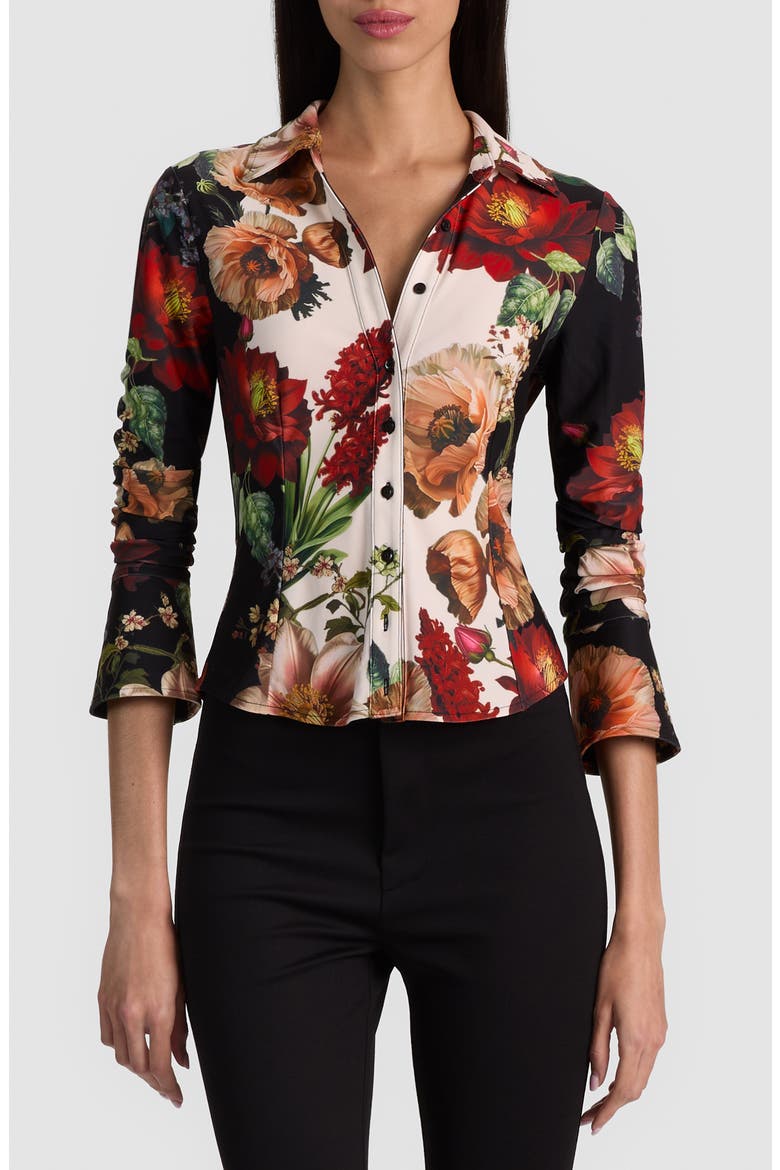 Freya Nipped Waist Button Down Top, Main, color, FLORAL RADIANCE