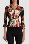 ALICE + OLIVIA Freya Nipped Waist Button Down Top