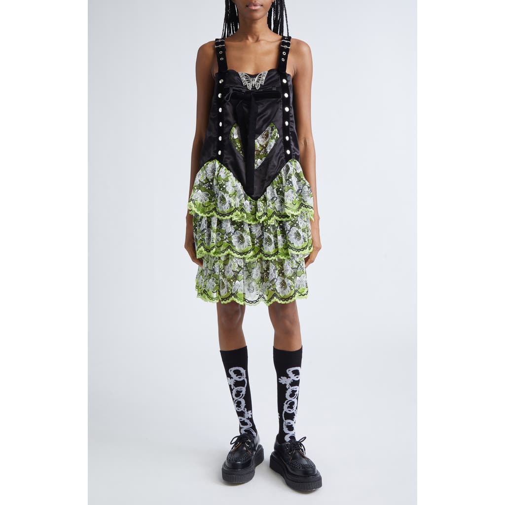 Chopova Lowena Nightie Satin & Lace Dress In Multi