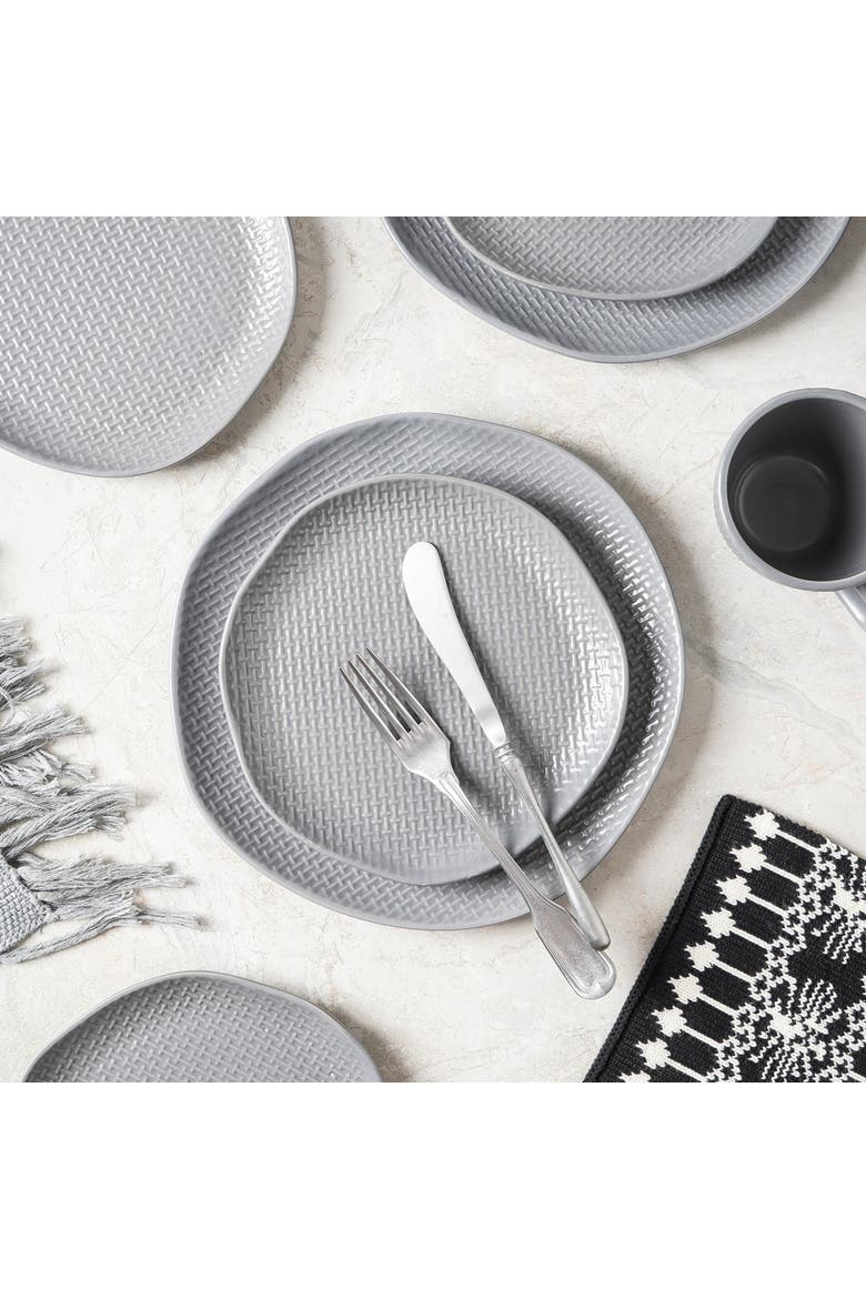 Abigael Stoneware 4-Piece Dinner Plate Set, Alternate, color, Gray