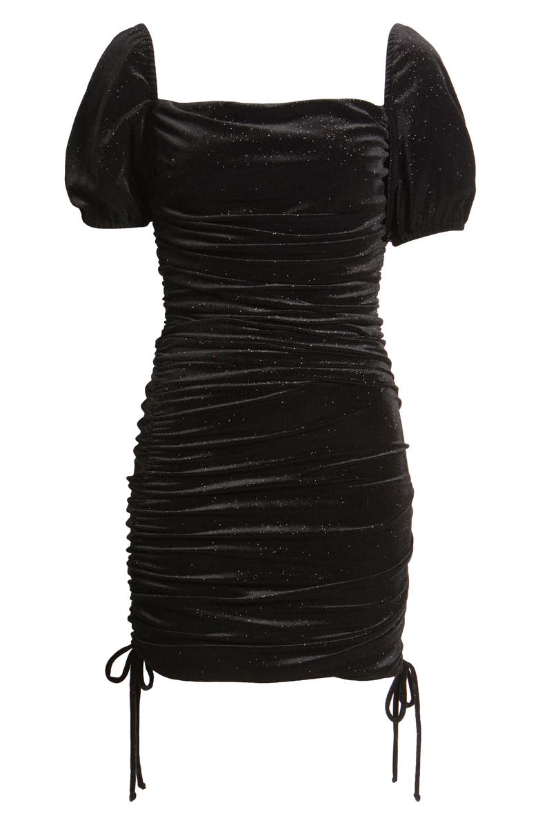 Jump Apparel Puff Sleeve Velvet Minidress, Alternate, color, Black