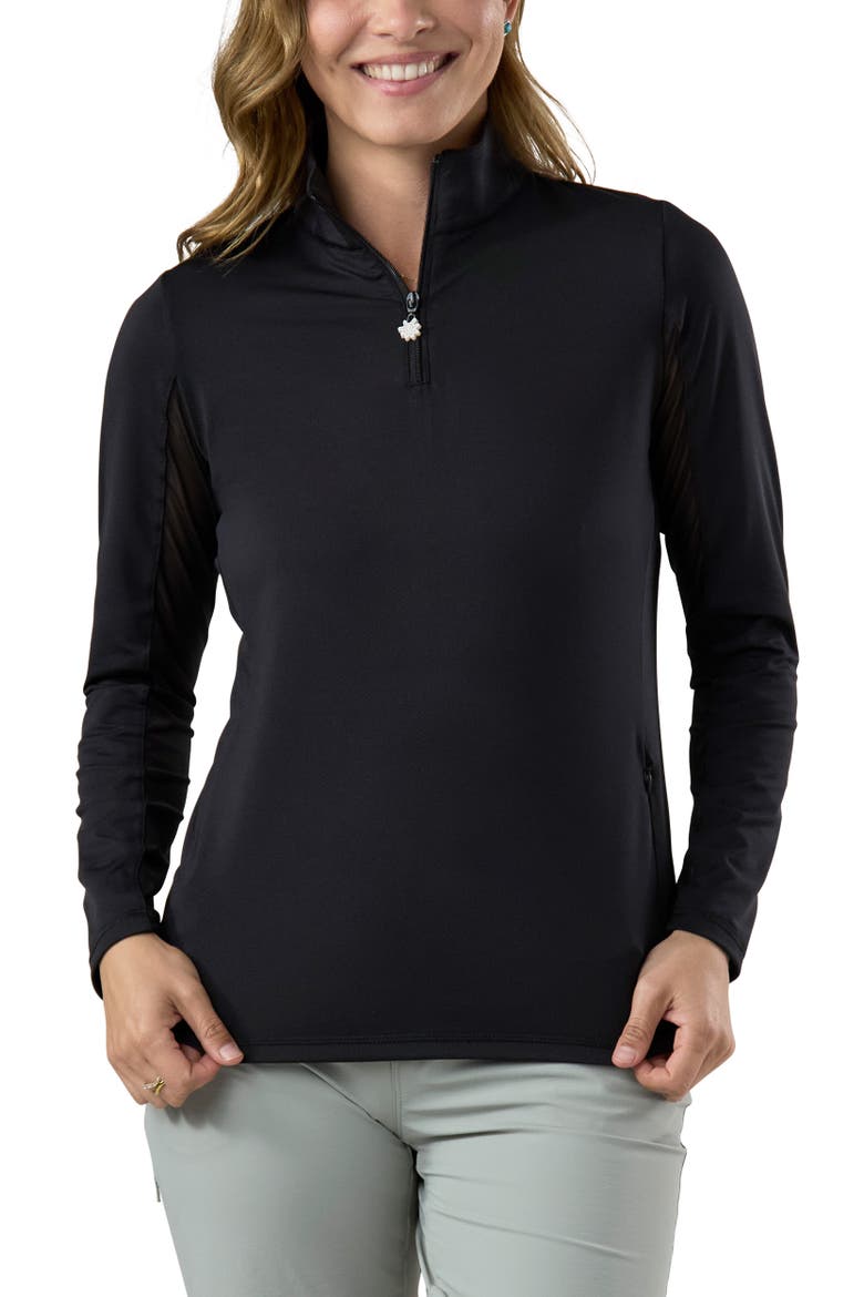 Quarter Zip Vented Sun Shirt, Main, color, Black