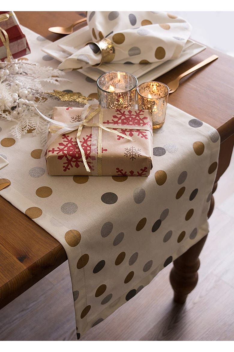 Metallic Confetti Table Runner, Alternate, color, Metallic Confetti