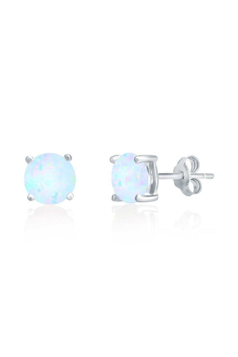 Sterling Silver White Opal Studs, Main, color, White