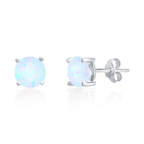 Sterling Silver White Opal Studs
