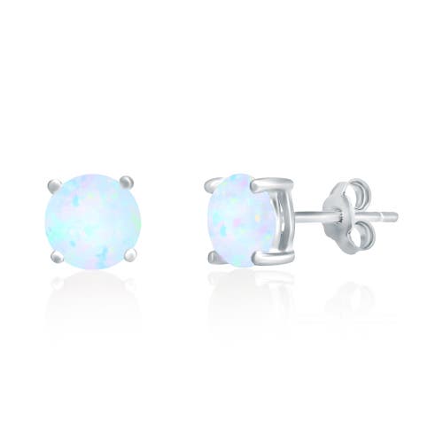 Donatello Gian Sterling Silver White Opal Studs In White