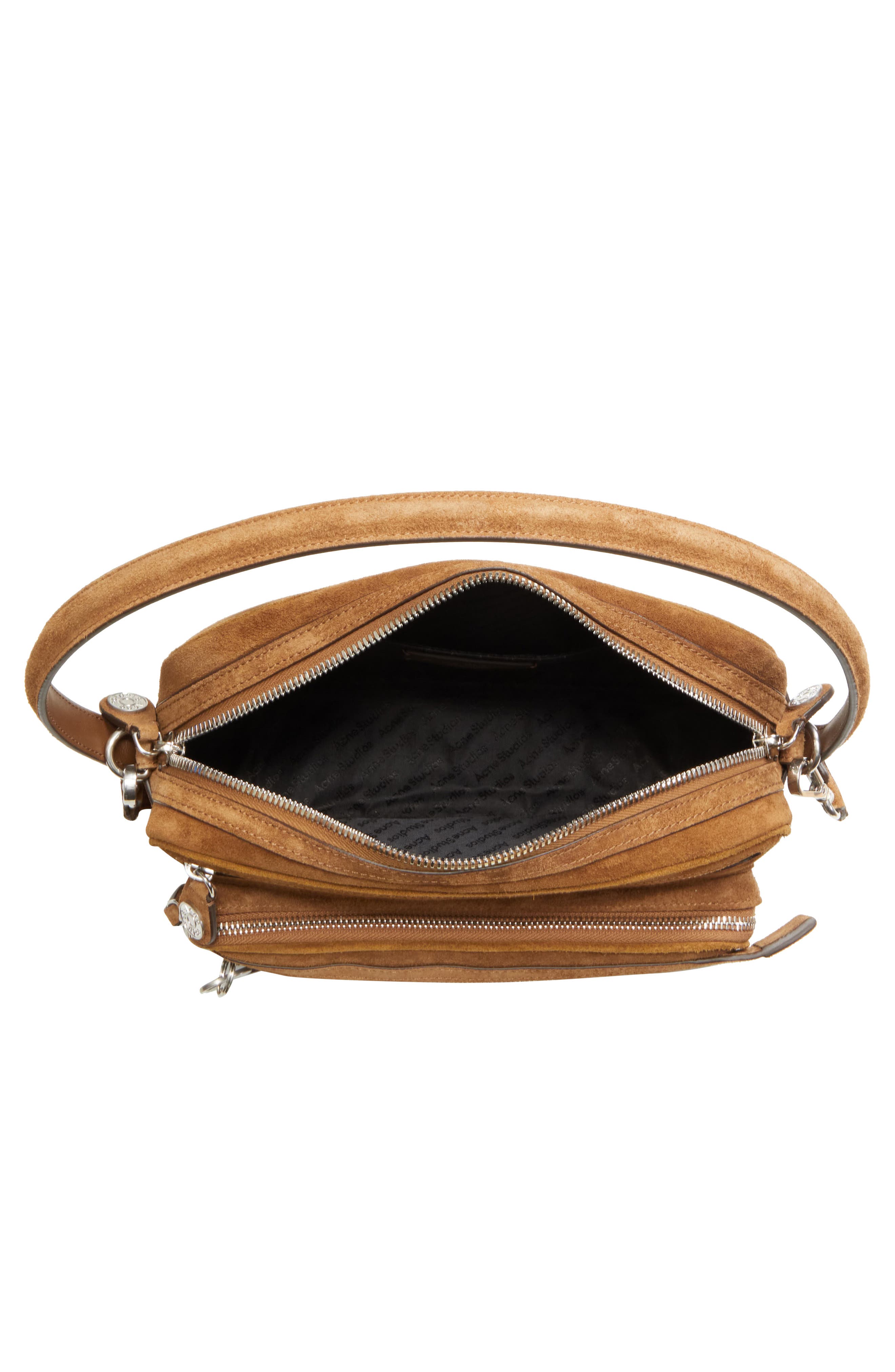 Acne Studios Camero Party Suede Shoulder Bag, Alternate, color, Cognac Brown