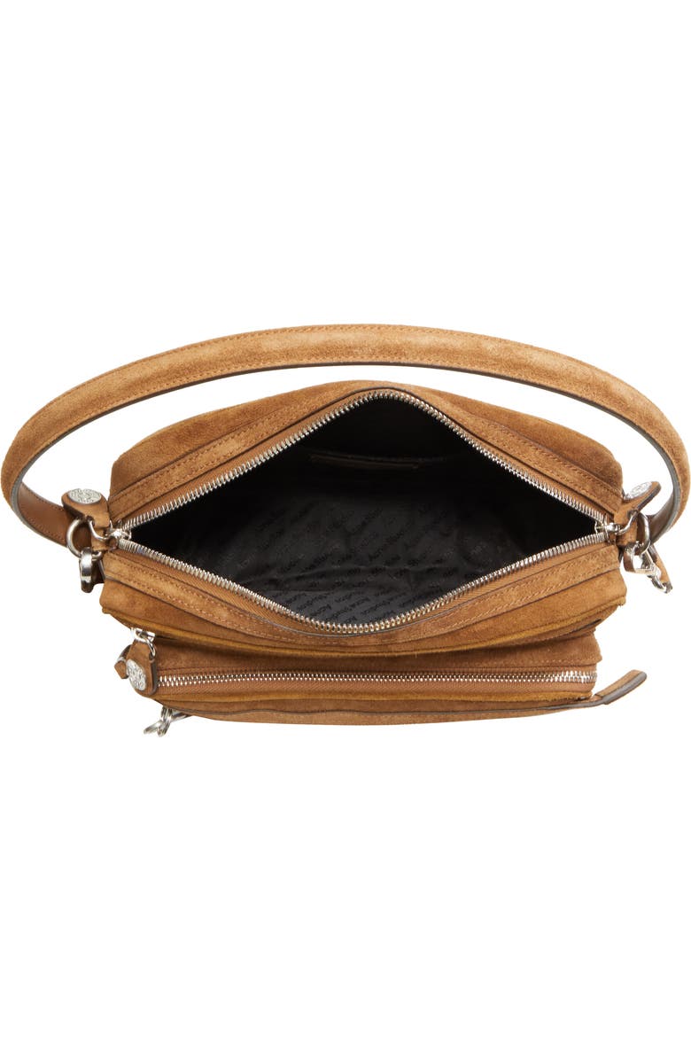Acne Studios Camero Party Suede Shoulder Bag, Alternate, color, Cognac Brown