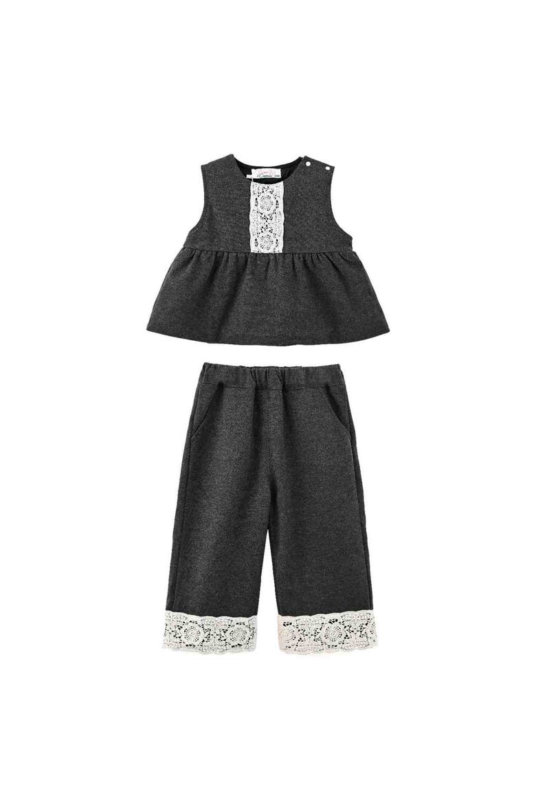 Lace Two-Piece Pants Set, Main, color, Grey
