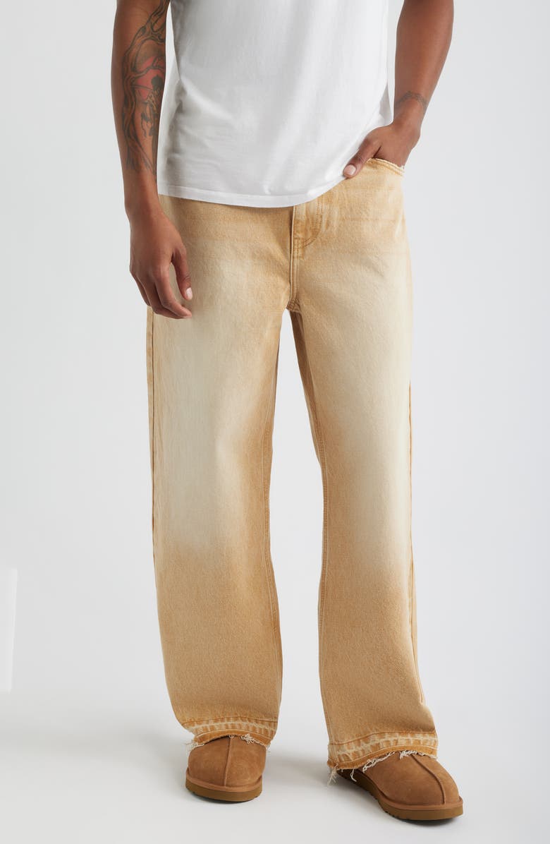Elwood Released Hem Baggy Denim Pants, Main, color, Khaki