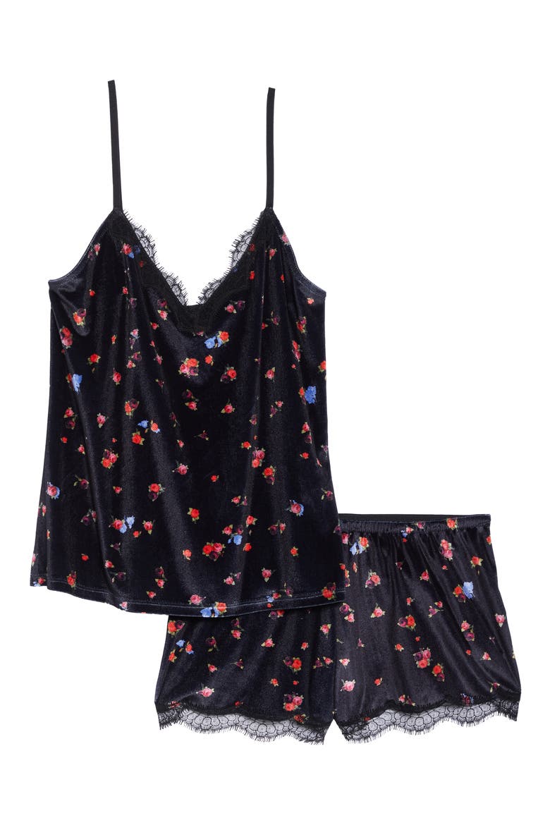 Jason Wu Collection Velvet Short Pajamas, Alternate, color, ROSE PRINT