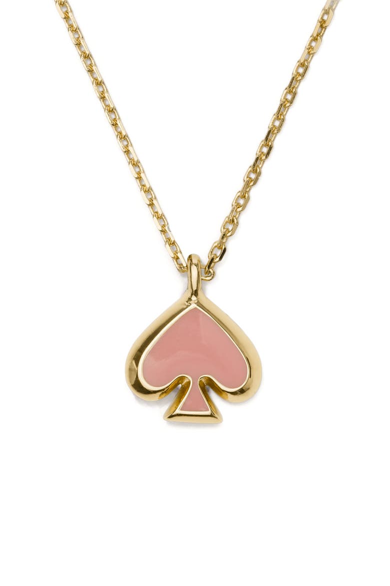 mini spade pendant necklace, Main, color, PINK