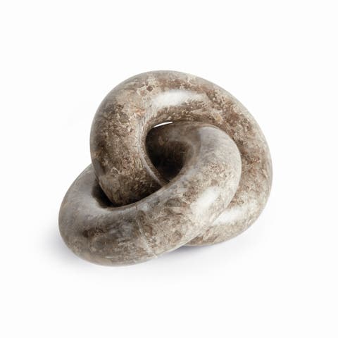 Linked Marble Rings Sculpture - Gray Marble Accent Decor