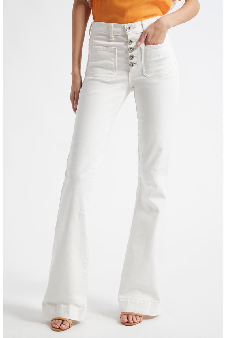 Cindy Exposed-Button Fly Wide Leg Jeans, Main, color, WHITE