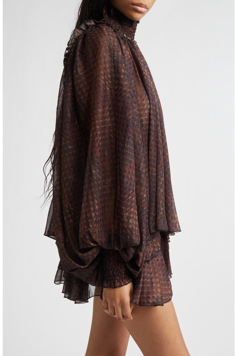 Serena Metallic Stripe Geo Print Chiffon Top, Alternate, color, BROWN MULTI