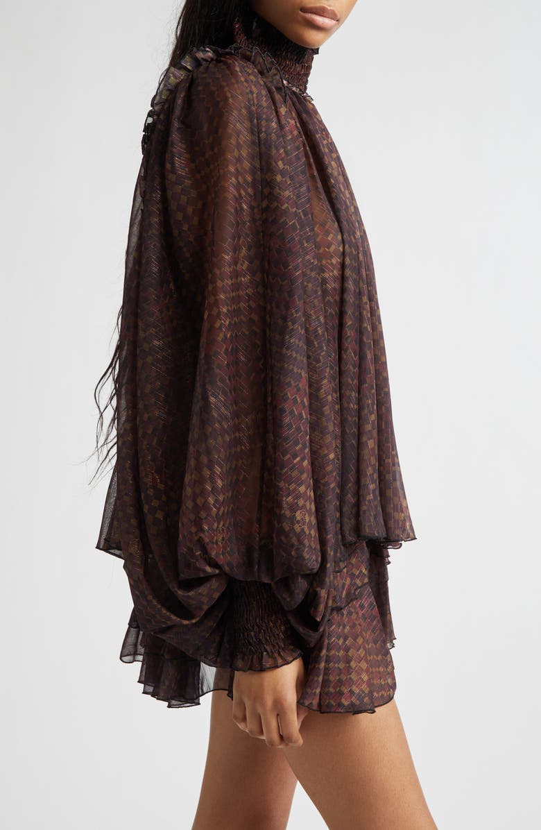 Siedrés Serena Metallic Stripe Geo Print Chiffon Top, Alternate, color, Brown Multi