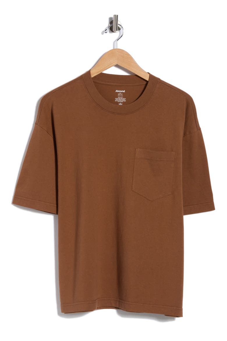 Boxy Short Sleeve Pocket T-Shirt, Alternate, color, BROWN PARTRIDGE