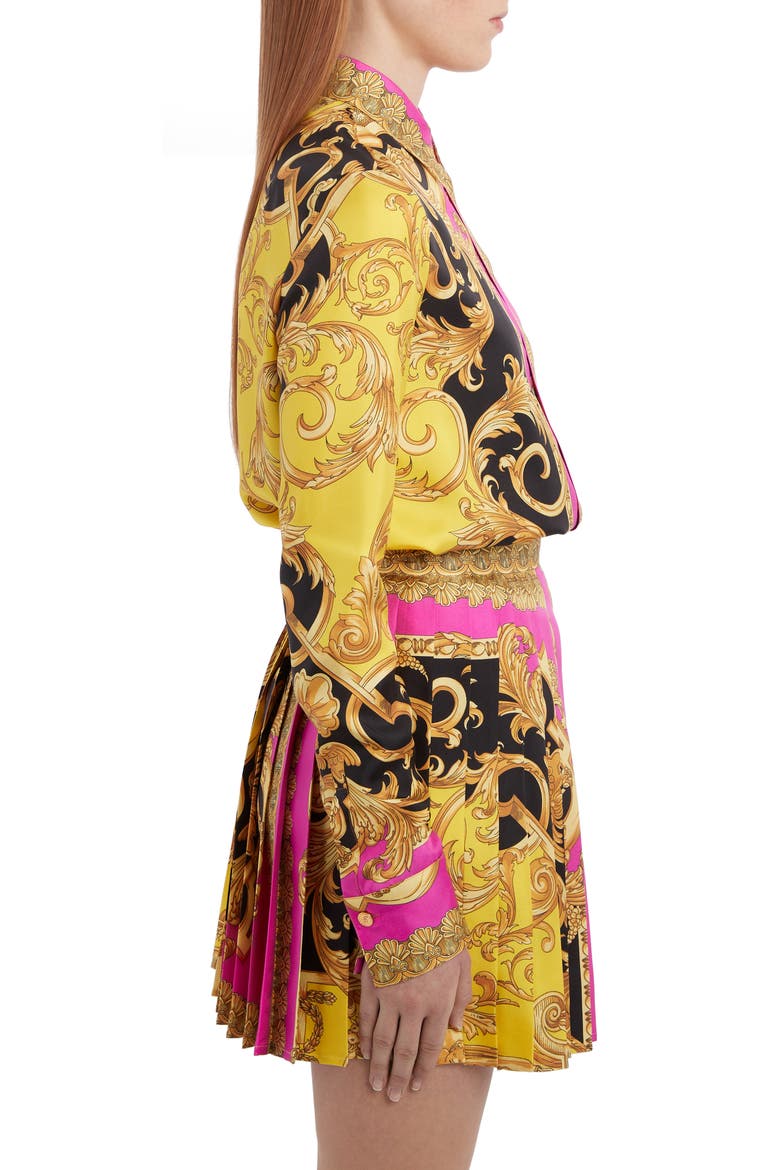Barco Print Silk Blouse, Alternate, color, FUCHSIA