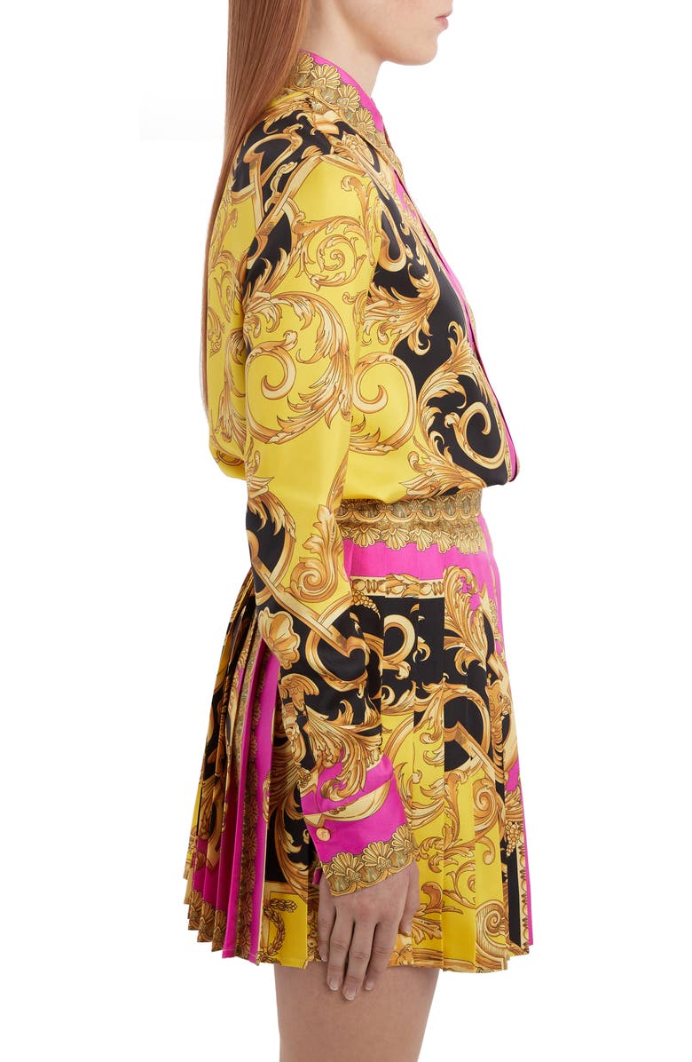 Versace Barco Print Silk Blouse, Alternate, color, 