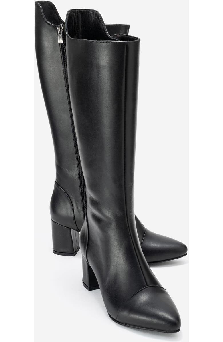Forever & Always Shoes Osmera Leather Block Heel Knee High Boot, Alternate, color, Black Leather