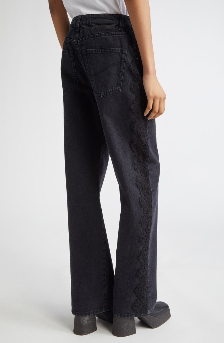 Stella McCartney Lace Trim Straight Leg Jeans, Alternate, color, 1003 - Black/ Black