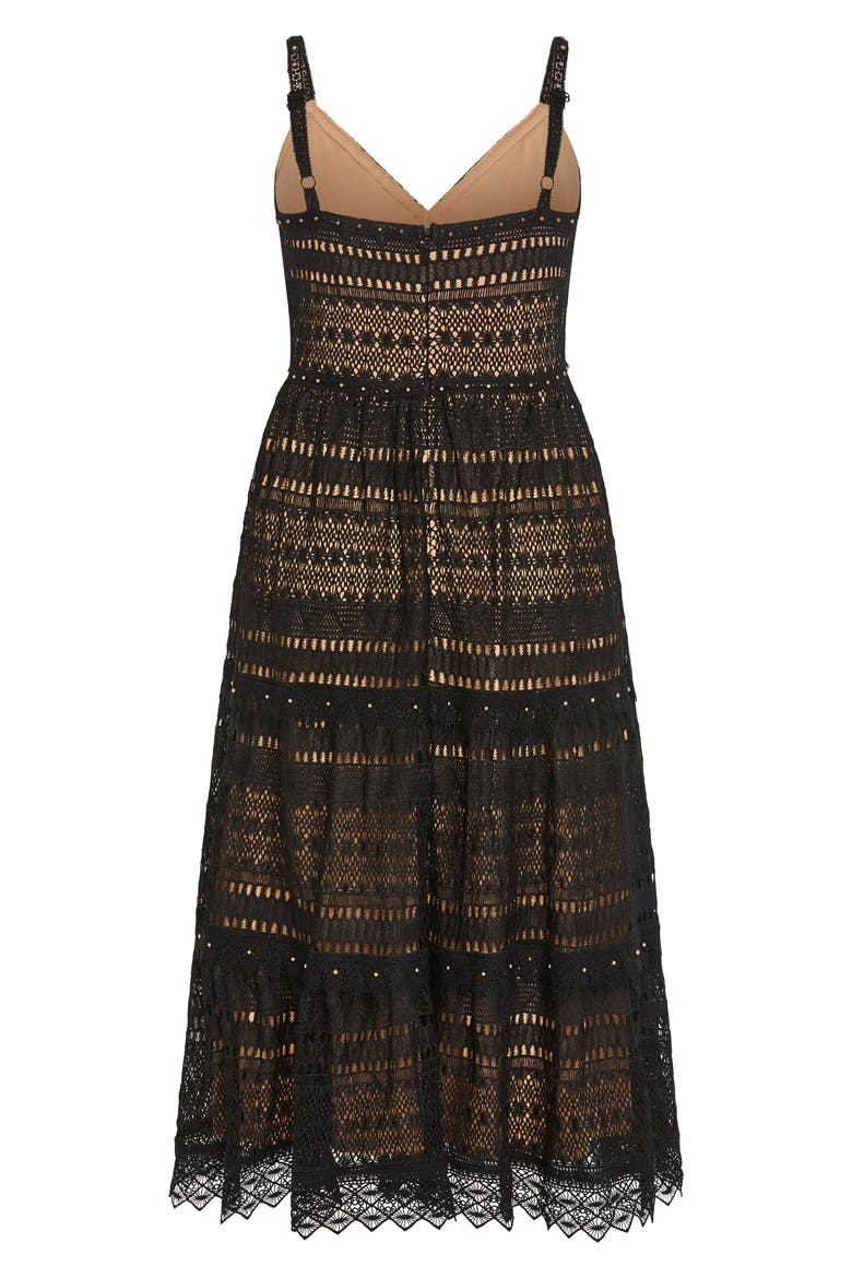 Mia Lace Midi Dress, Alternate, color, BLACK