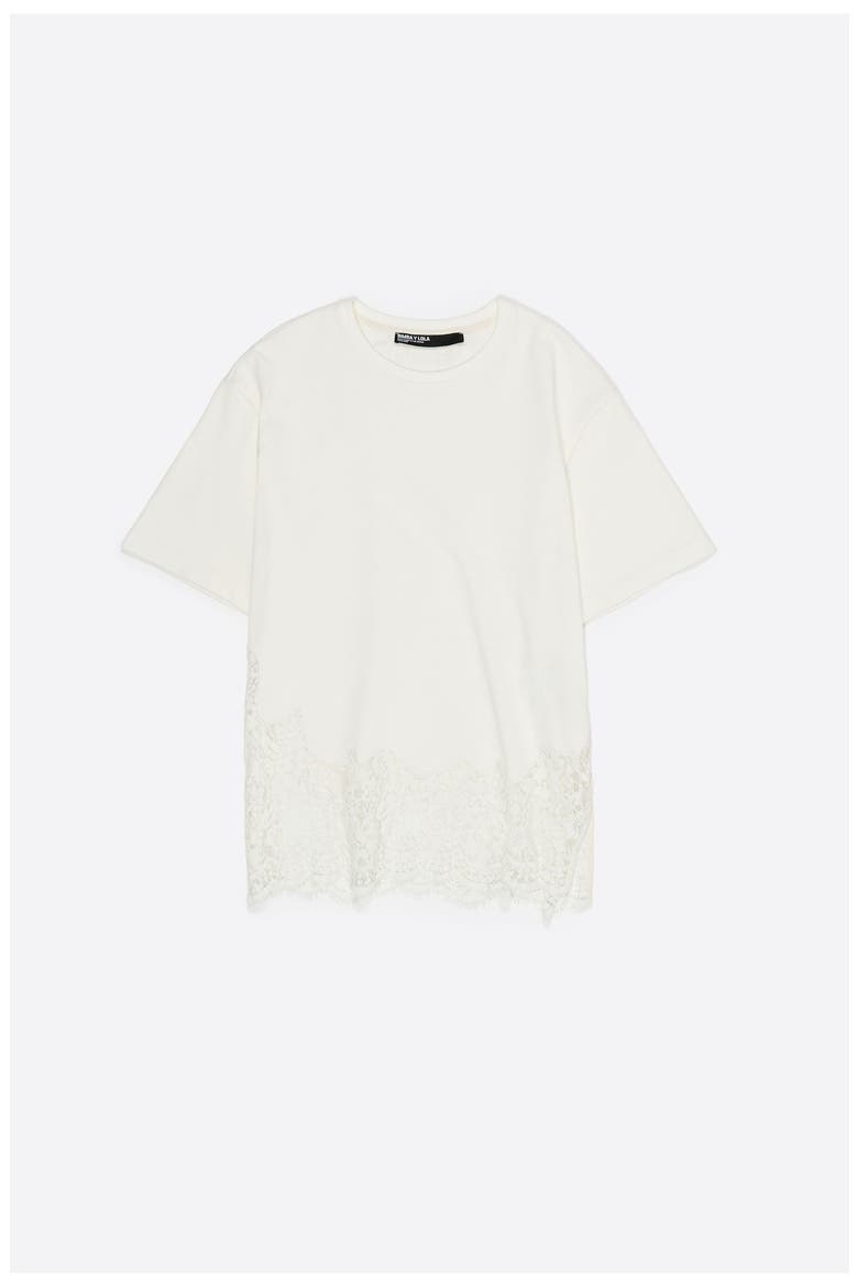 Oversize Lace T-Shirt, Alternate, color, IVORY