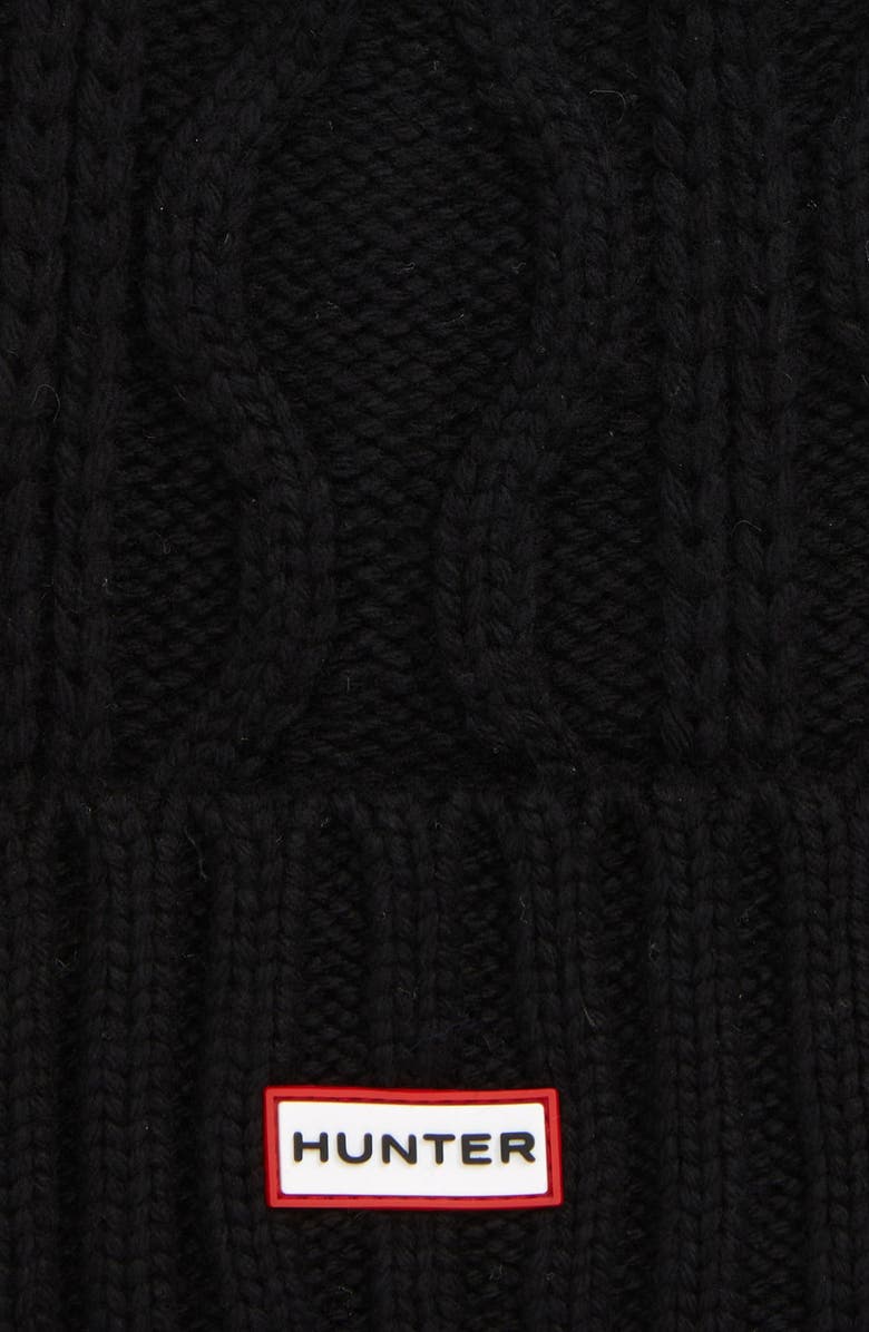 Hunter Cable Stitch Beanie with Faux Fur Pom, Alternate, color,