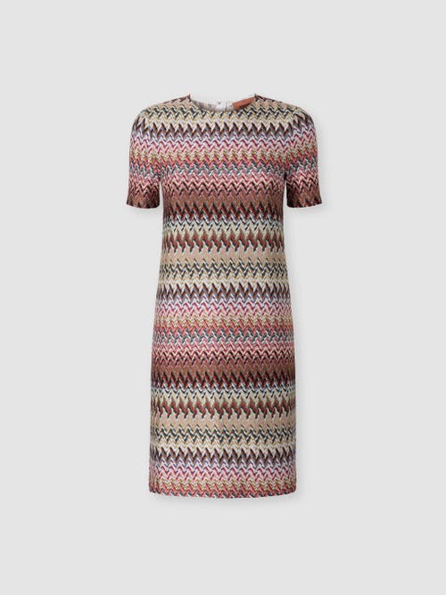 Missoni Half-sleeved Dress In Zigzag Viscose Blend In Multi
