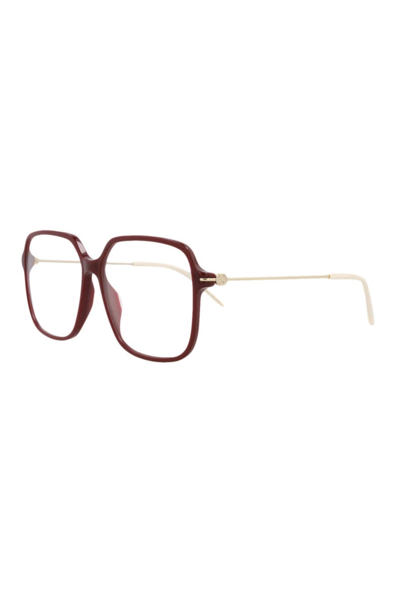 56mm Square Optical Glasses, Alternate, color, BURGUNDY GOLD TRANSPARENT