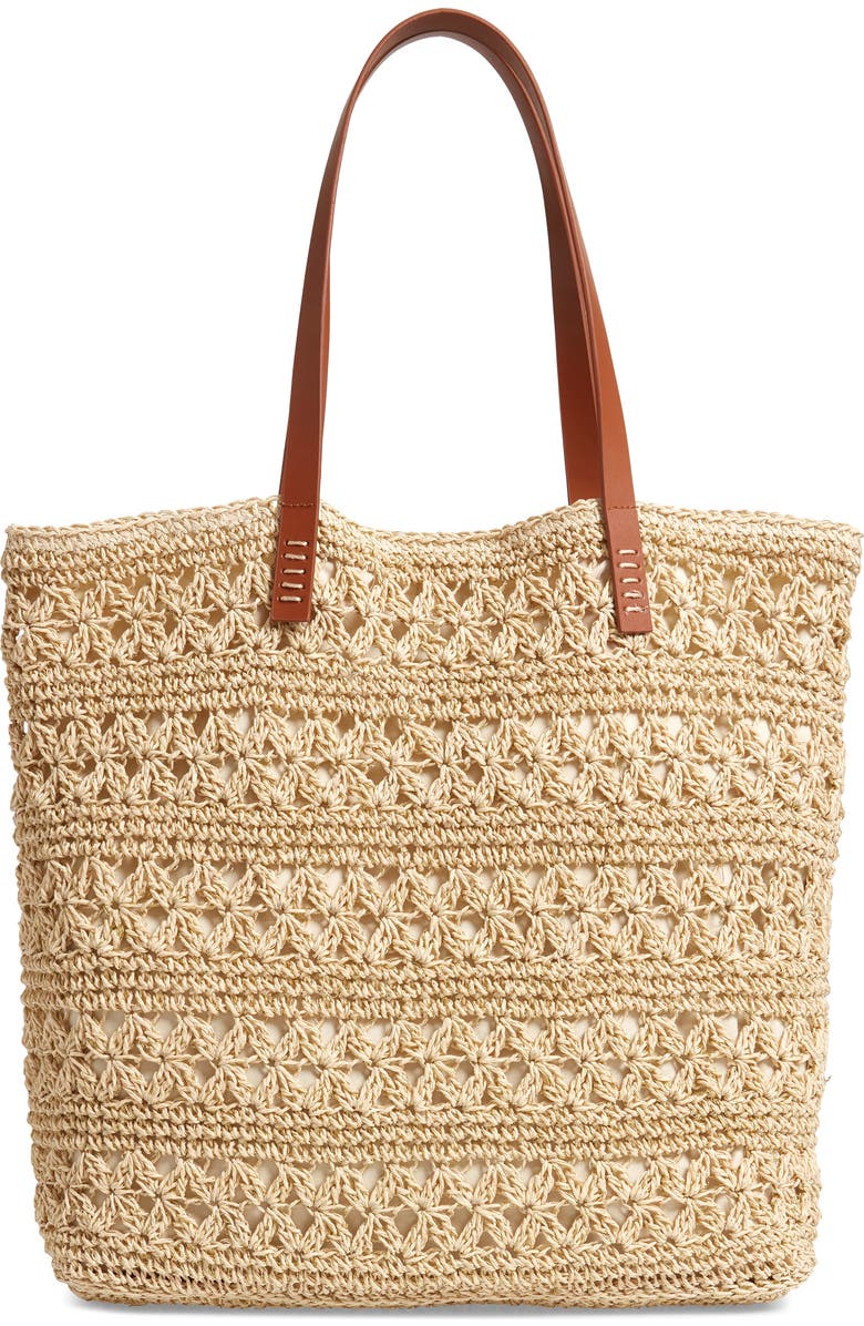 Nordstrom Packable Metallic Thread Woven Raffia Tote, Alternate, color,