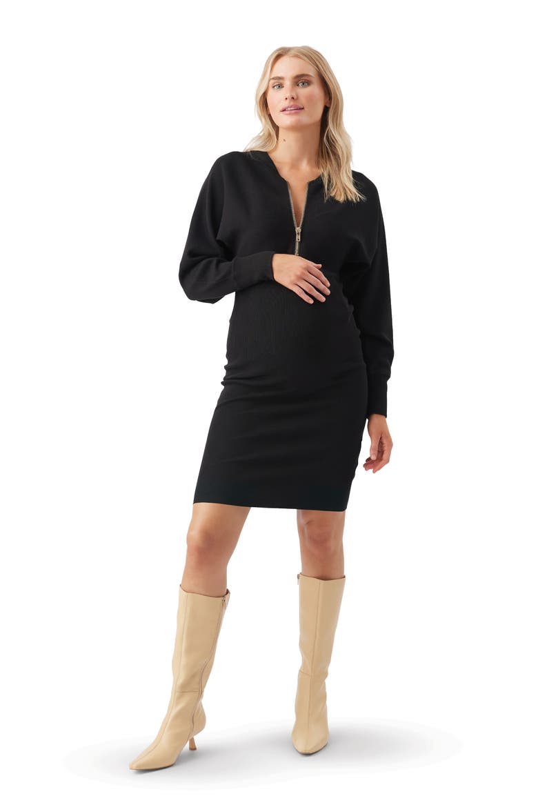 Zip Knit Nursing Dress, Alternate, color, Black