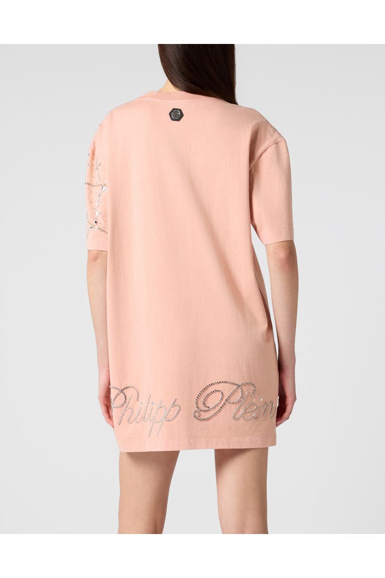 T-Shirt Dress Spiderweb Strass Women, Alternate, color, rose/pink