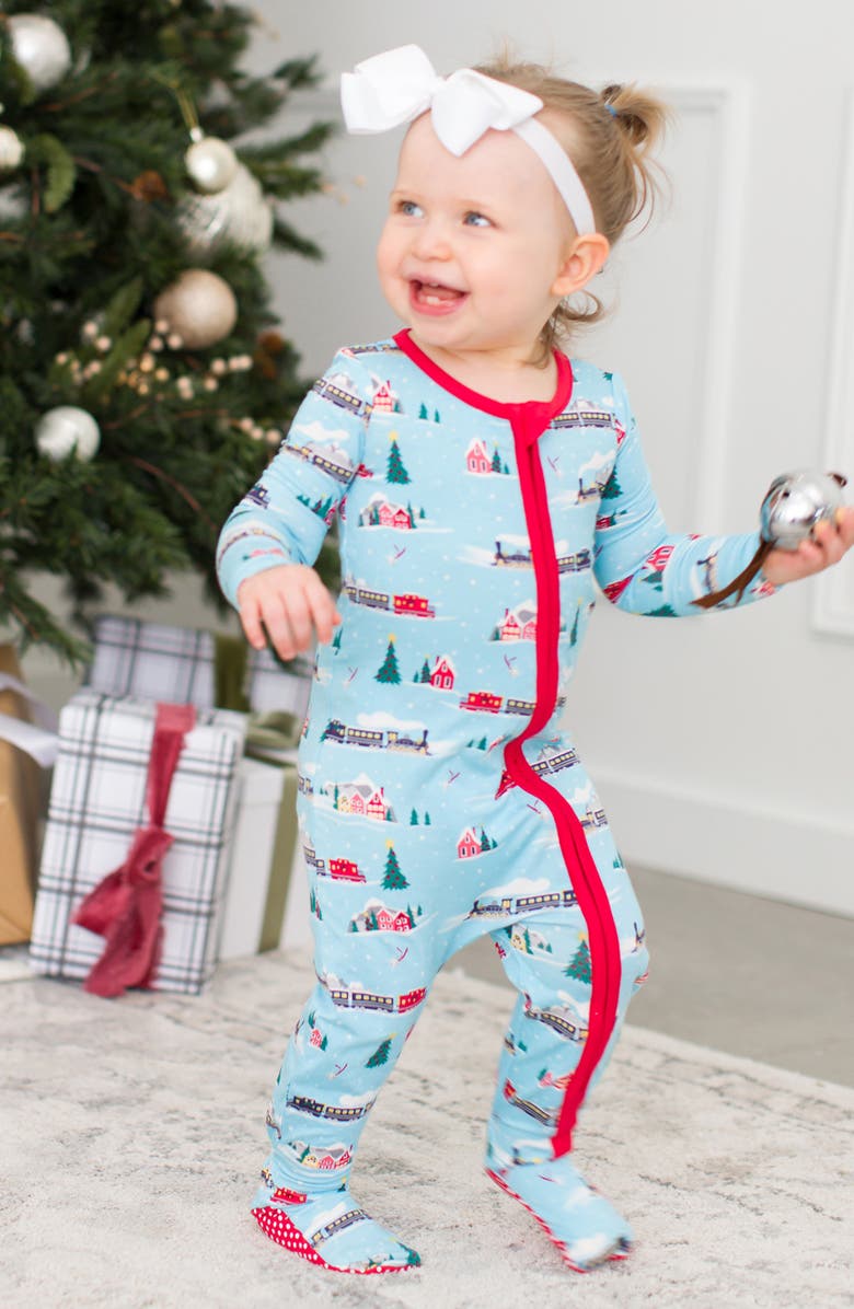 RuggedButts All Aboard Fitted Footie Pajamas, Alternate, color, 