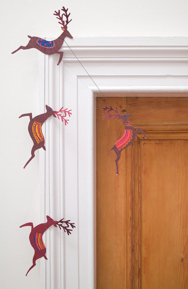 East End Press Paper Reindeer Sewn Garland, Alternate, color, Mixed