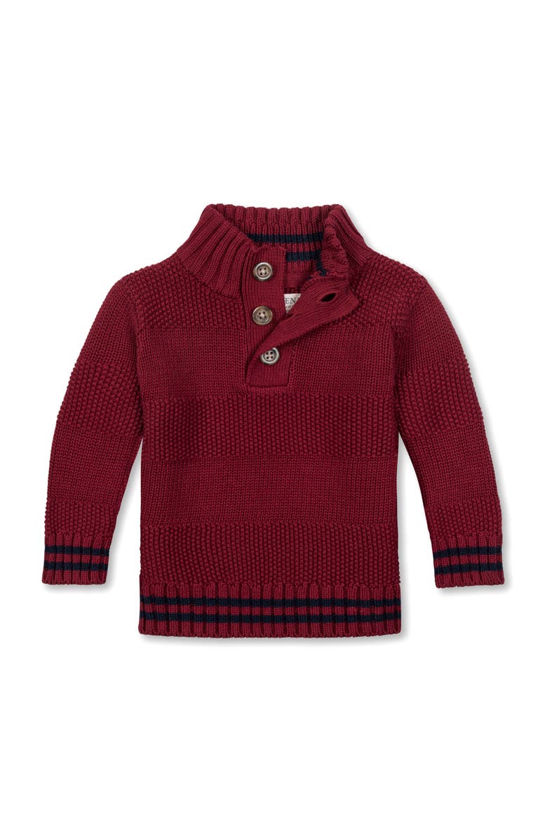 Hope & Henry Kids' Organic Mock Neck Stripe Sweater, Main, color, Dark Red