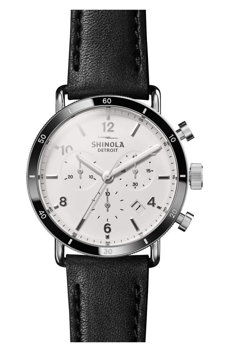 Shinola The Canfield Chrono Leather Strap Watch, 40mm, Main, color, 